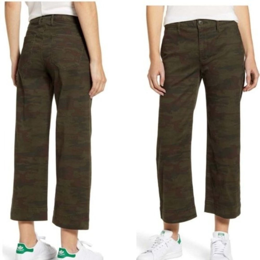 Sanctuary Wide Leg Cropped Camo Pants in Nature Camo Size 30